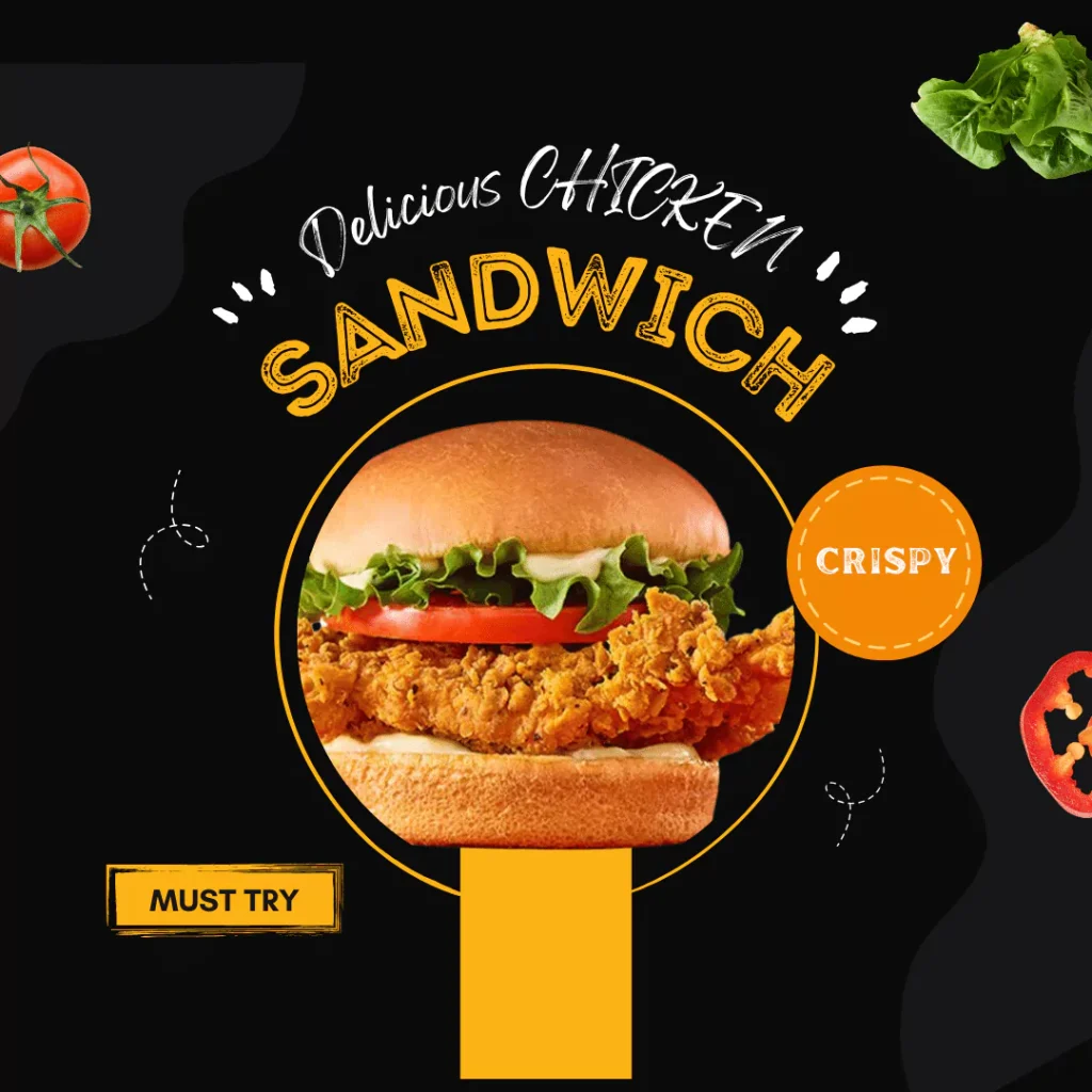 Flavorful chicken sandwich in soft bun for cost of ₱163